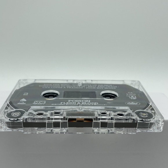 POISON Cassette Flesh & Blood 1990 Unskinny Bop Something To Believe In 90s Rock - Picture 6 of 8